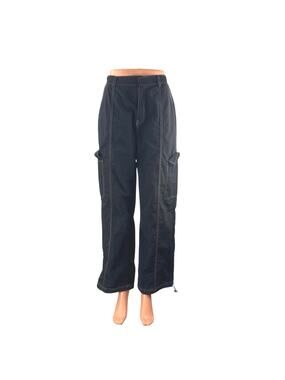 Rebelflow Black High Waisted Straight Palazzo Wide Leg Cargo Trousers Pants S